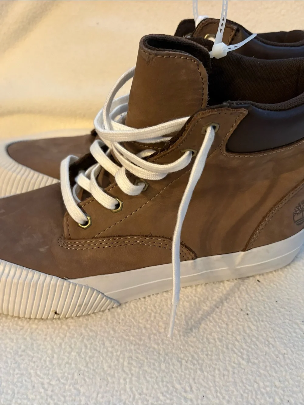 Kids High-Top Casual Sneakers in Brown and White